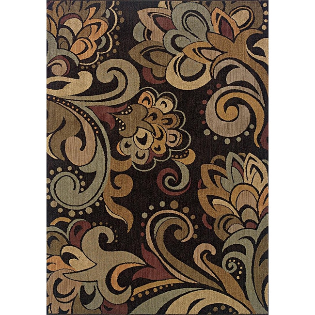 Messina Black/ Green Contemporary Area Rug (78 X 1010)