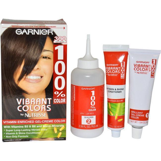 Shop 100 Percent Color Vitamin Enriched Gel Creme Color 300 Soft Black By Garnier Hair Color Overstock 6211001