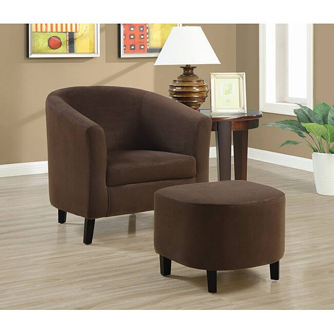 Chocolate Brown Accent Chair and Ottoman