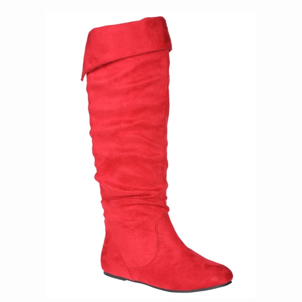 Story Women's 'Cookie' Red Faux Suede Knee-high Boots. Opens flyout.