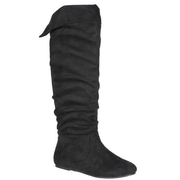 Story Women's Flat Faux Suede Knee-high Boots - 13858667 - Overstock ...