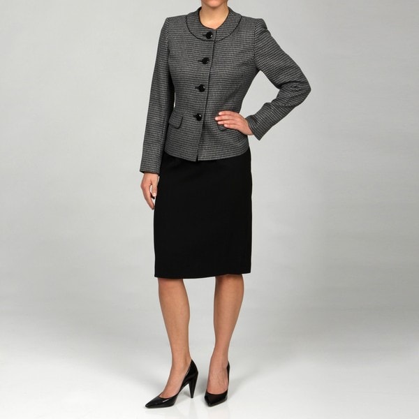 Shop Le Suit Women's Grey/ Black 2-piece Skirt Suit - Free Shipping ...