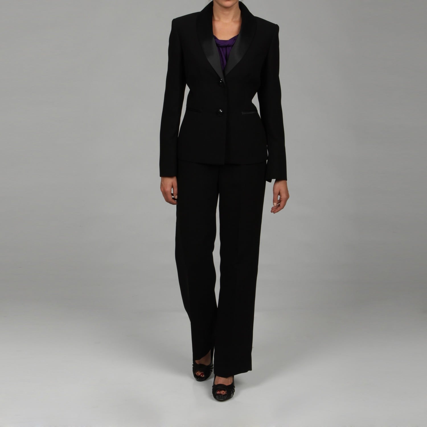 Le Suit Women's Black 2-button Pant Suit - Overstock Shopping - Top ...