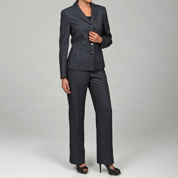Le Suit Women's Midnight 2-piece Pant Suit - 13858813 - Overstock.com ...