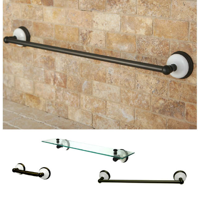 Oil Rubbed Bronze 3 piece Shelf And Towel Bar Bathroom Accessory Set