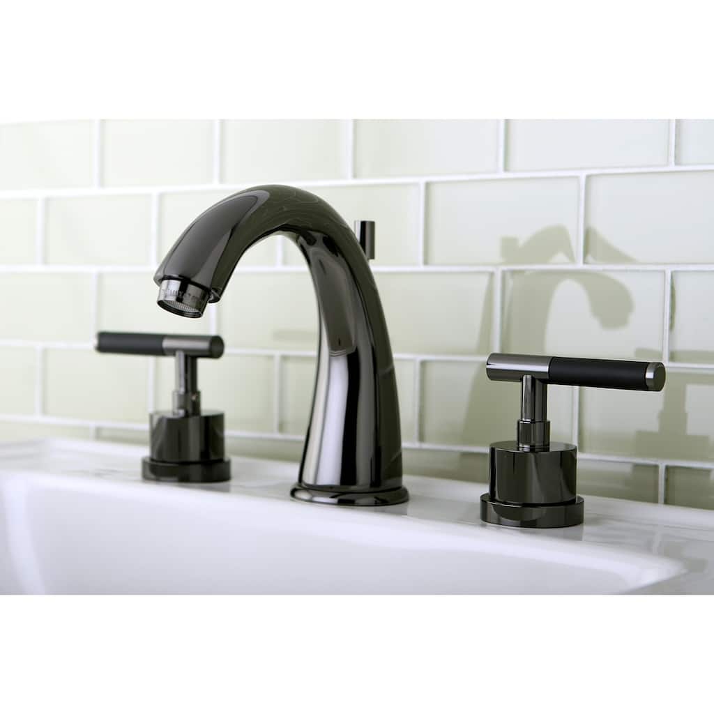Black Stainless Steel Widespread Bathroom Faucet with Lever Handles