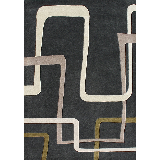 Alliyah Handmade New Zeeland Blend Black Blend Wool Rug (5 X 8)