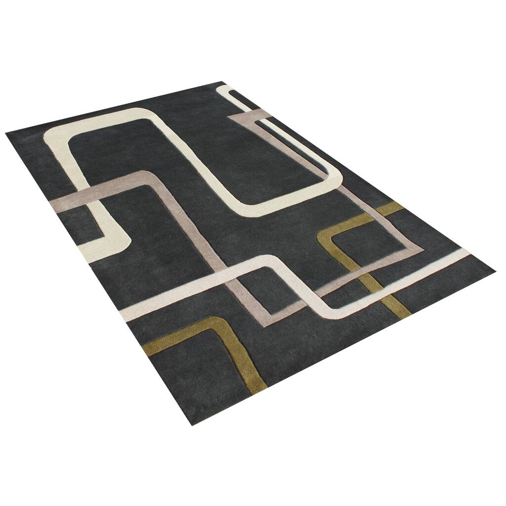 Alliyah Handmade Black New Zealand Blend Wool Rug (5' x 8') - 5' x 8'