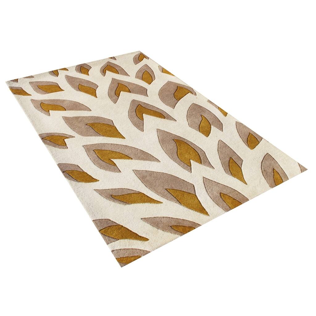 Hand-tufted Flame Inspiration Beige Wool Rug - 5' x 8'
