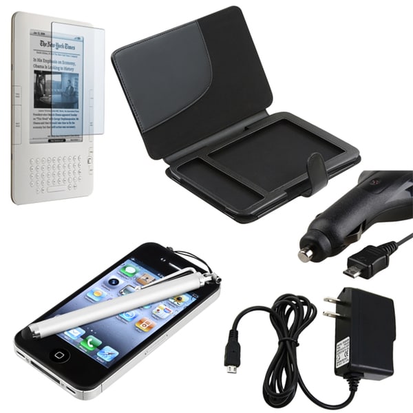 Leather Case/ Screen Protector/ Chargers/ Stylus for  Kindle 3 Eforcity Tablet PC Accessories