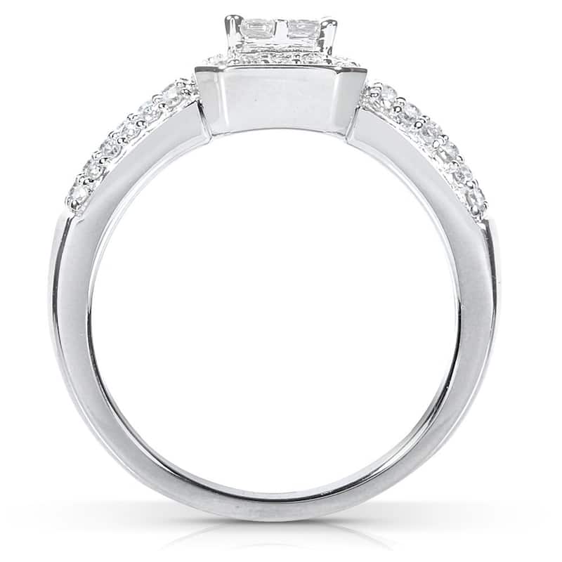 Annello by Kobelli 14k White Gold 5/8ct TDW Diamond Bridal Halo Ring Set