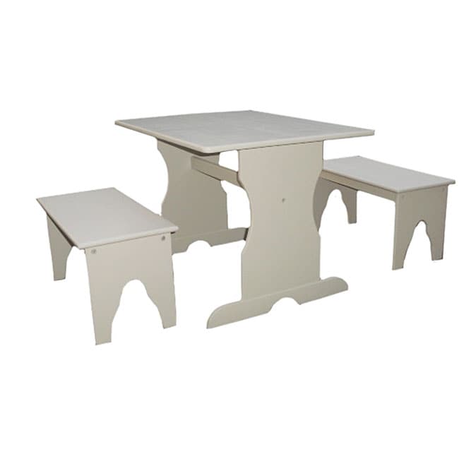 Juvenile Linen White Table With Two Benches