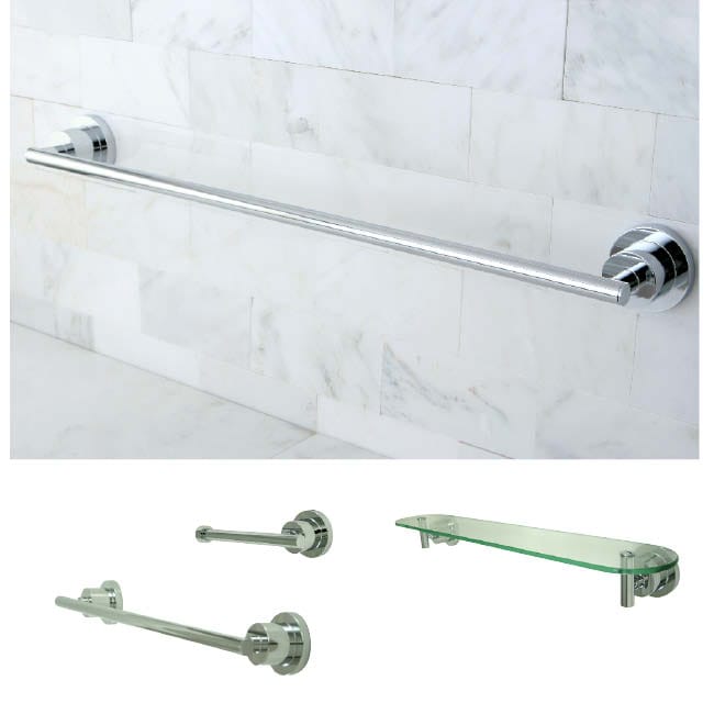 Chrome finished 3 piece Shelf And Towel Bar Bathroom Accessory Set