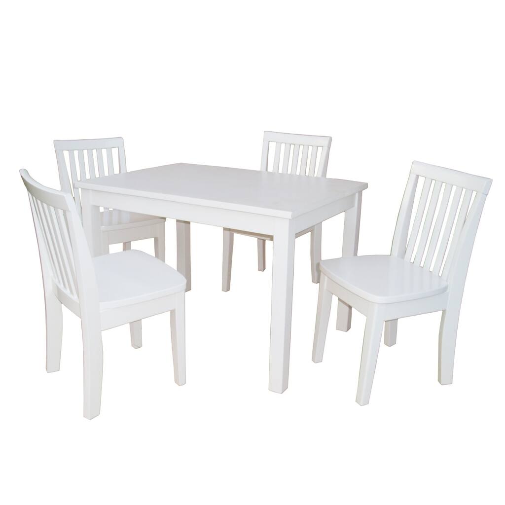 Juvenile Linen White Table with Four Chairs Set