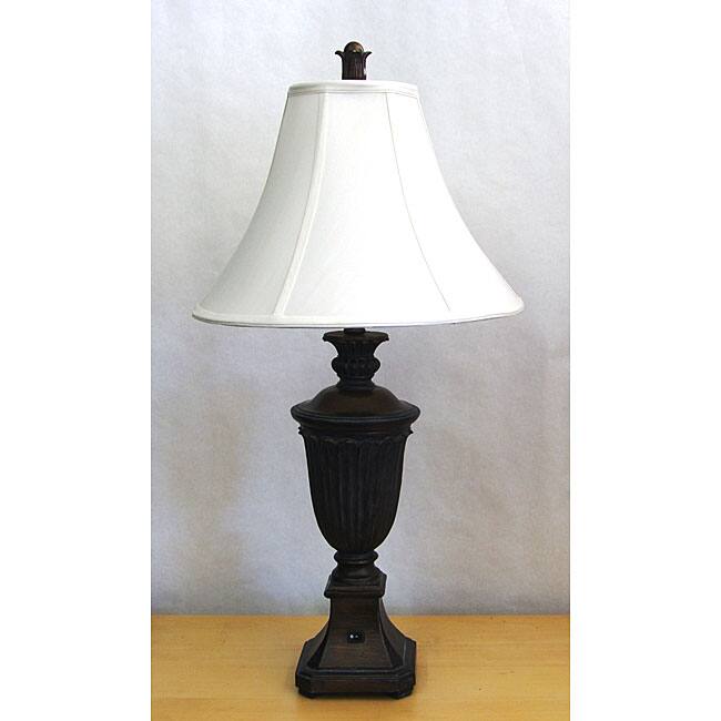 Traditional Antique Mahogany Urn Table Lamp