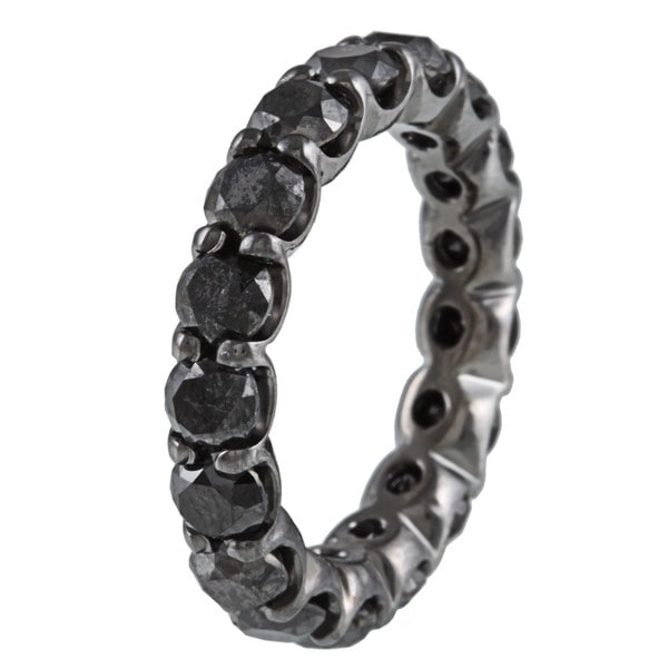 14k Gold and Black Rhodium 5 1/3ct TDW Black Diamond Eternity Band