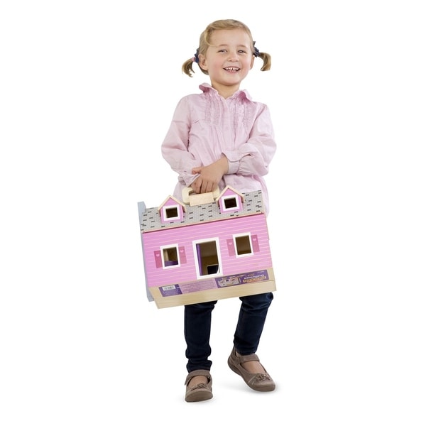 melissa & doug fold & go wooden dollhouse