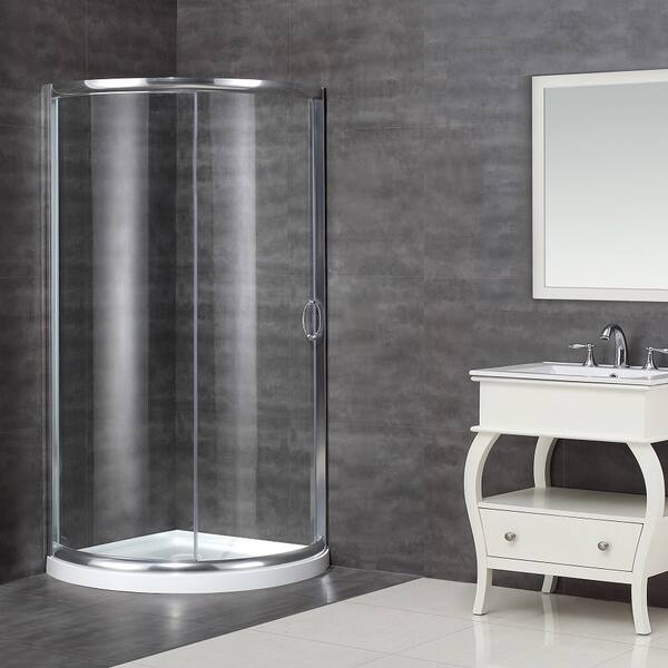 Shop Aston 36 In X 36 In Semi Frameless Round Bypass Shower