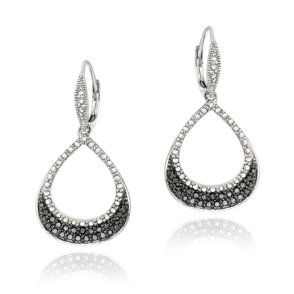 Shop DB Designs Sterling Silver Black Diamond Accent Leverback Earrings ...