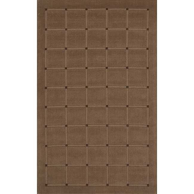 Hand tufted Manhattan Small Blocks Light Brown Wool Rug (80 X 110)