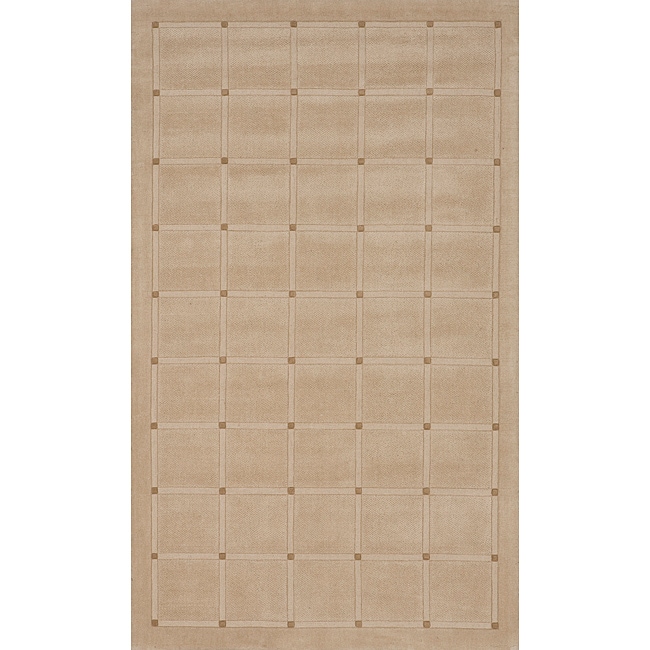 Hand tufted Manhattan Small Blocks Oatmeal Wool Rug (33 X 53???)