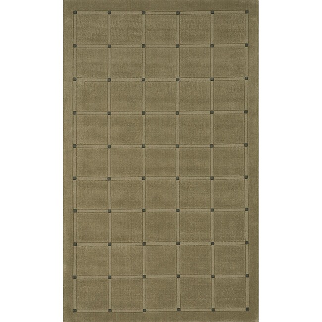 Manhattan Small Blocks Sage Hand-Loomed Wool Rug (5' x 8')