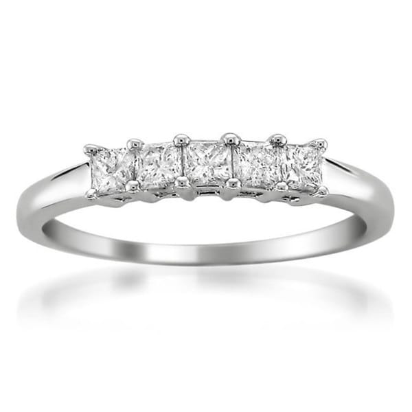 Montebello 14k White Gold 1/2ct TDW Princess-cut Diamond Wedding Band