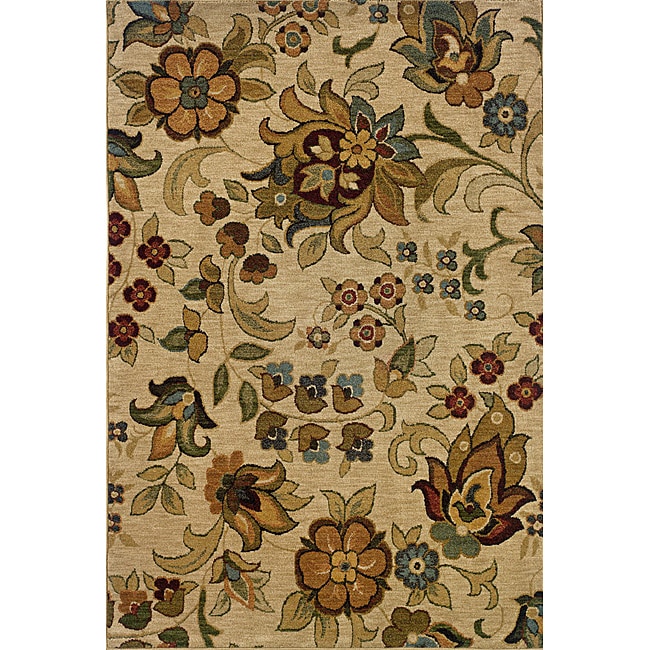 Berkley Floral Beige Transitional Area Rug (53 X 76)