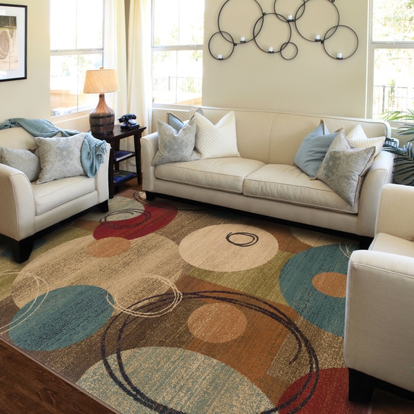 Gold/Brown Contemporary Area Rug (6'7 x 9'6) - 6'7" x 9'6"