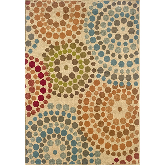 Gold/blue Contemporary Area Rug (67 X 96)