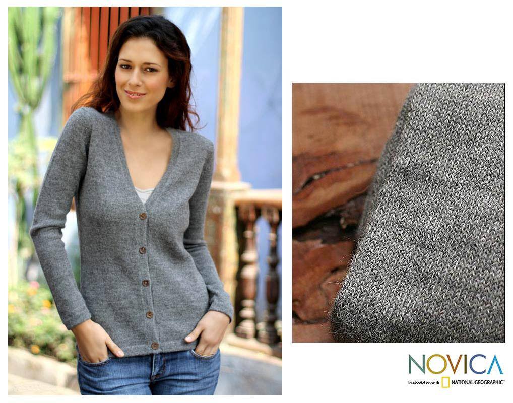 Handmade Women's Alpaca Wool 'Andean Mist' Cardigan Sweater (Peru)