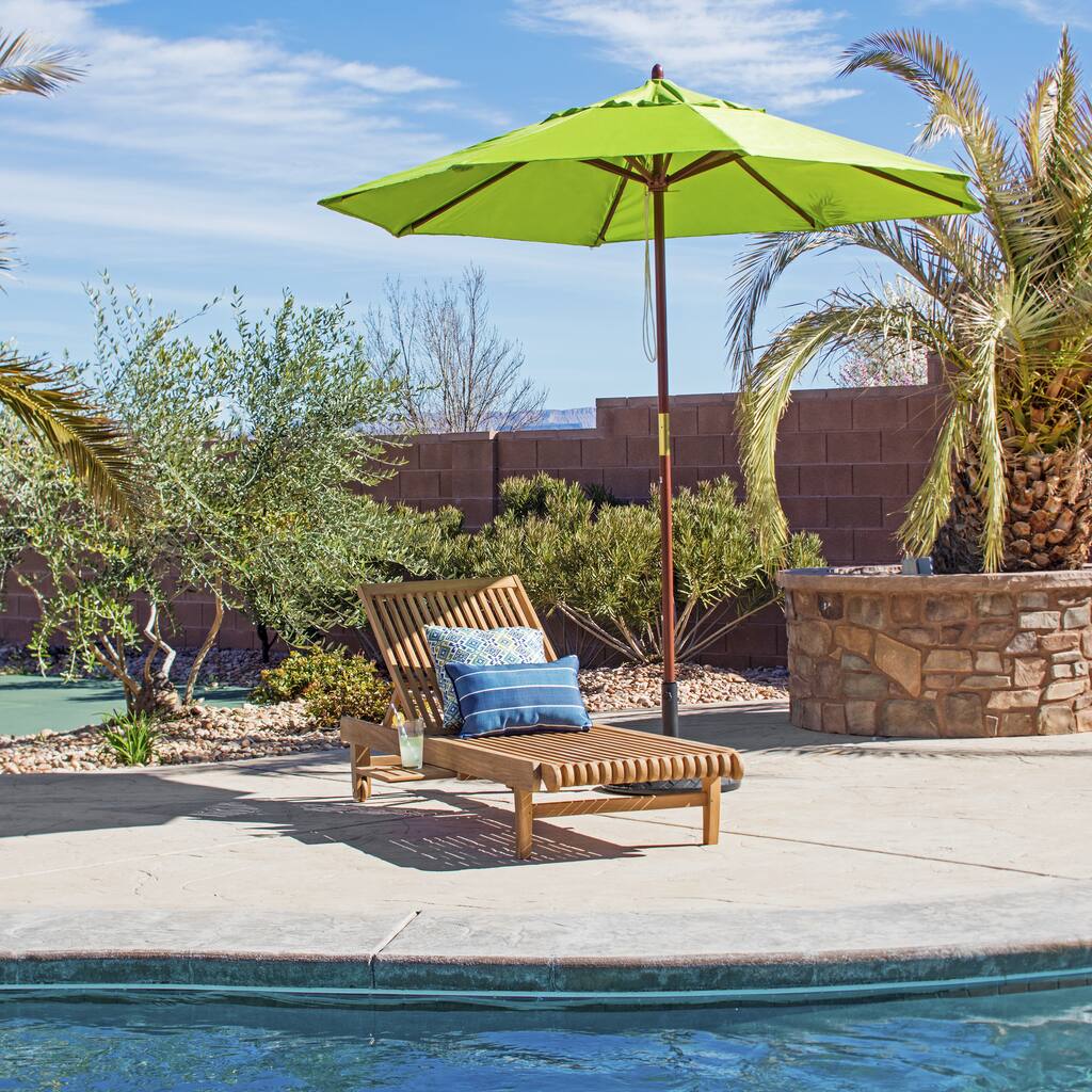 Lauren & Company Premium 9-foot Round Lime Green Wood Patio Umbrella