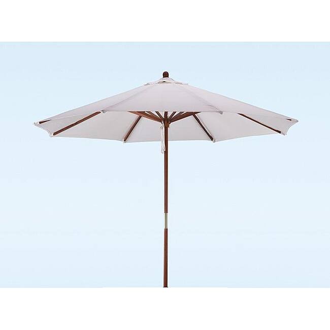 Lauren & Company Premium 9-foot Round Natural White Wood Patio Umbrella