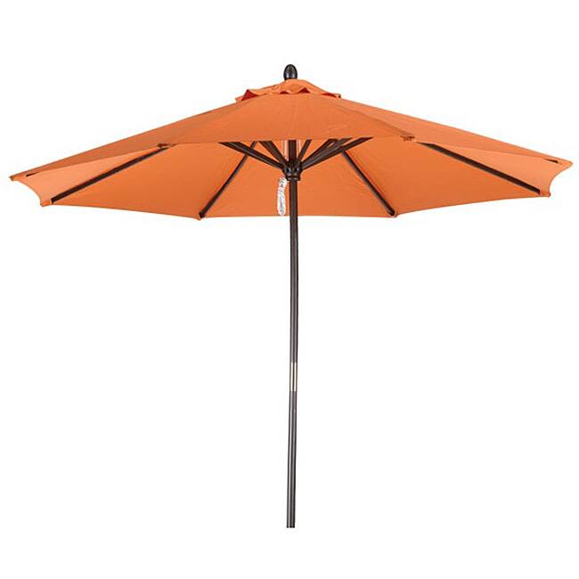 Lauren & Company Premium 9-foot Round Tuscan Orange Wood Patio Umbrella