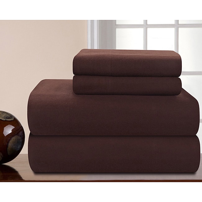Heavyweight Cotton Flannel Bedsheet Set - Twin - Chocolate
