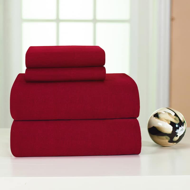 Heavyweight Cotton Flannel Bedsheet Set - Twin - Merlot