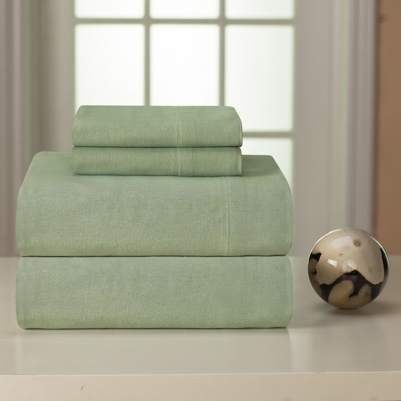 Heavyweight Cotton Flannel Bedsheet Set - Full - Sage