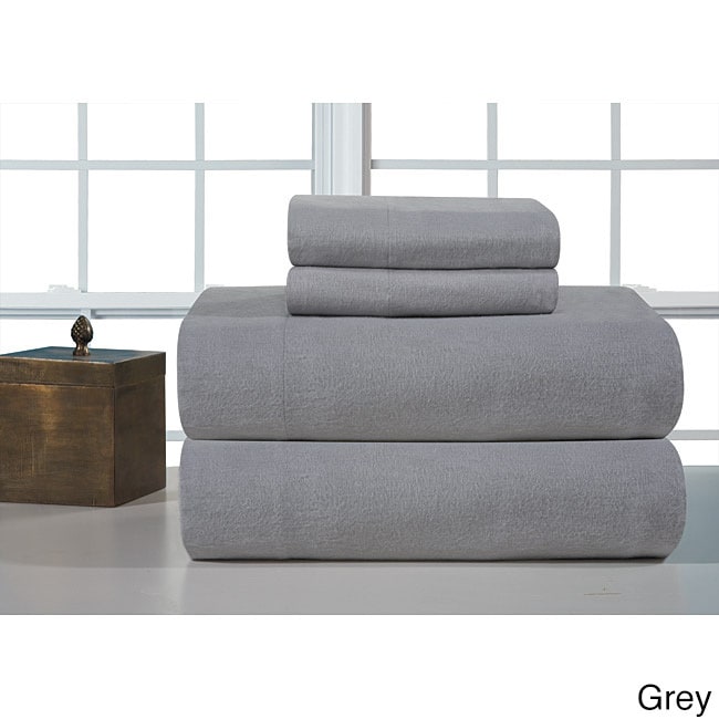 Pointehaven Heavyweight Flannel Sheet Set Grey Size Twin