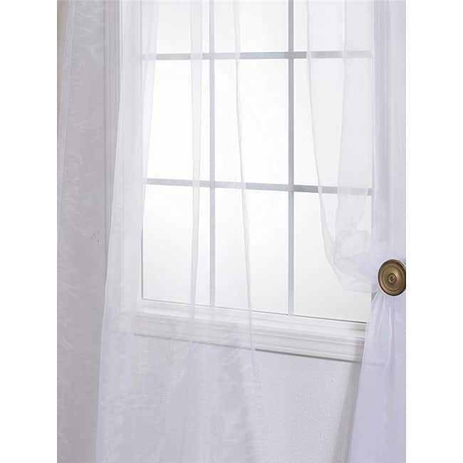 Exclusive Fabrics White Poly Voile 120-inch Sheer Curtain Panel Pair - 50 x 120