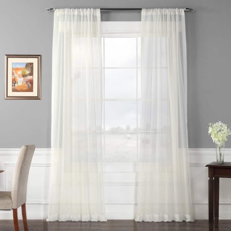 Exclusive Fabrics Voile Poly Sheer Curtain Panel Pair (2 Panels) - 50 X 108 - Off-White