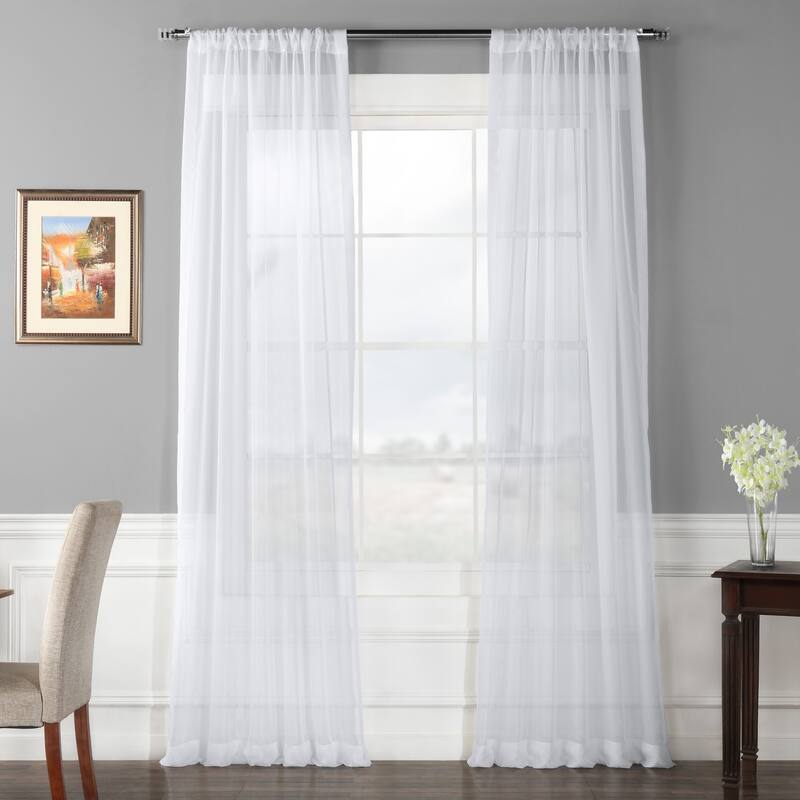Exclusive Fabrics White Poly Voile Sheer Curtain Panel Pair (2 Panels) - 50 X 84 - White