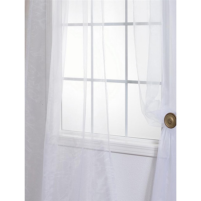 White Poly Voile Sheer Curtain Panel Pair