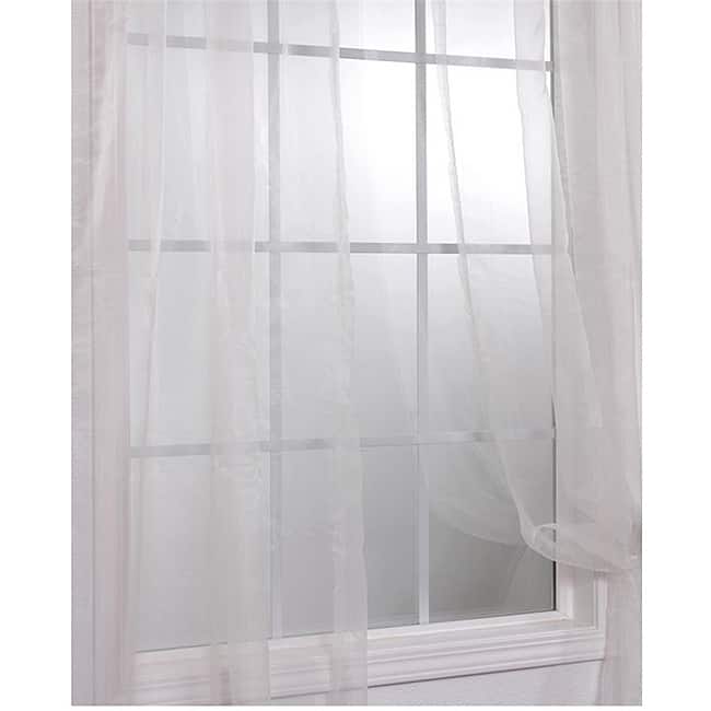 Exclusive Fabrics Off White Faux Organza 108-inch Sheer Curtain Panel Pair