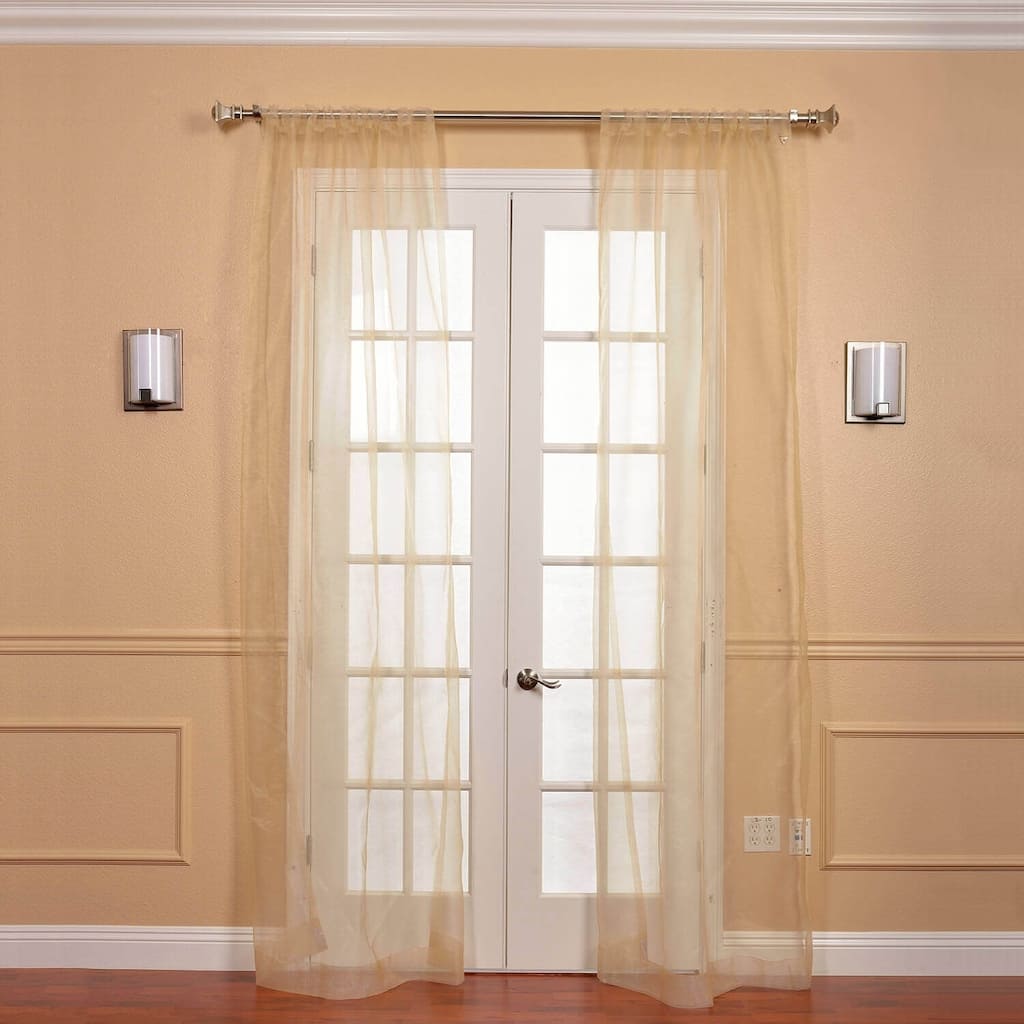 Exclusive Fabrics Soft Gold Faux Organza Sheer Curtain Panel Pair (2 Panels)