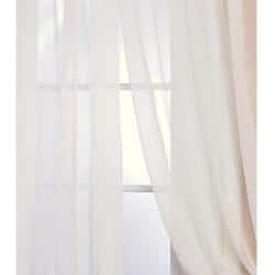 Shop Exclusive Fabrics Off White Poly Voile 96 Inch Sheer Curtain