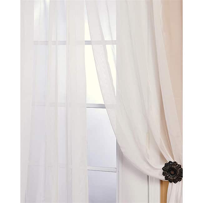 Exclusive Fabrics Off White Poly Voile 96-inch Sheer Curtain Panel Pair