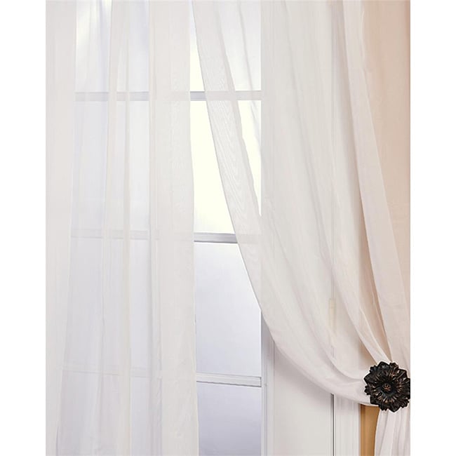 Exclusive Fabrics Off White Poly Voile 84-inch Sheer Curtain Panel Pair