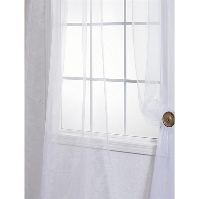 Exclusive Fabrics White Poly Voile 96-inch Sheer Curtain Panel Pair