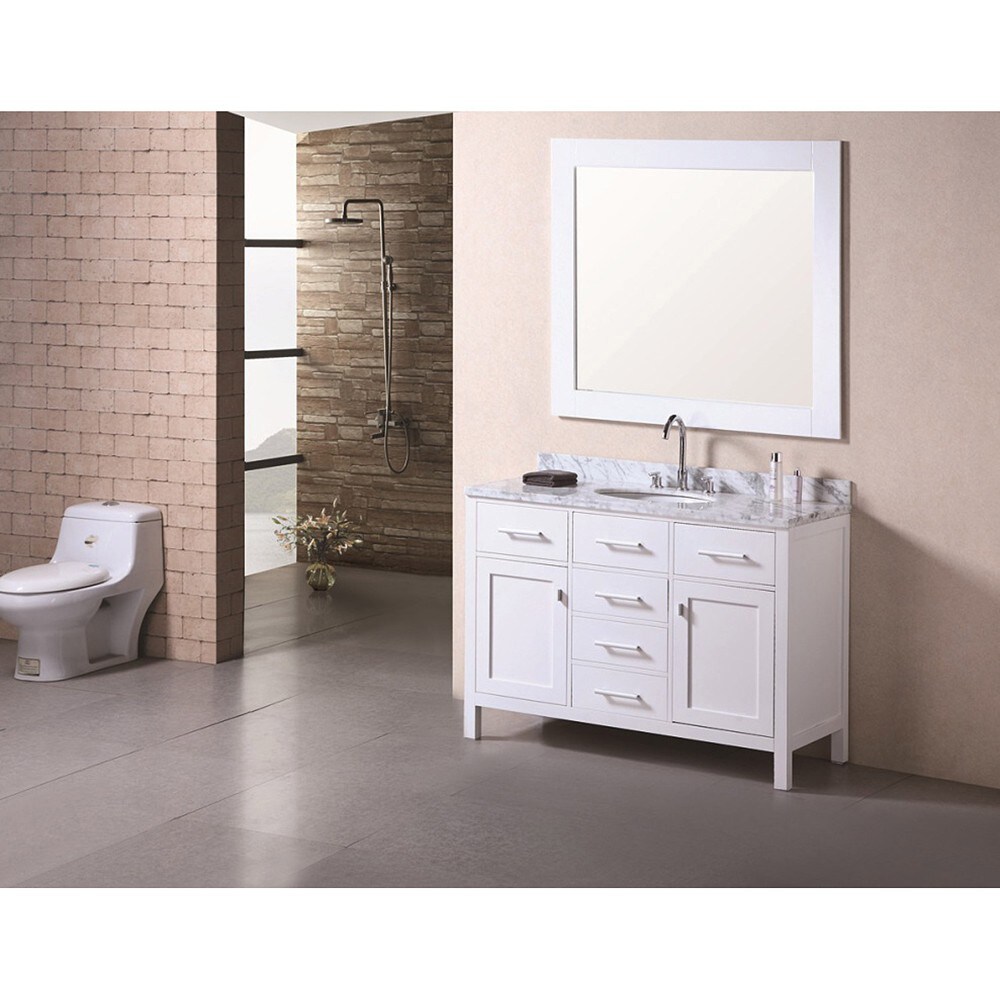 Design Element London Modern Bathroom Vanity Set With Marble Top