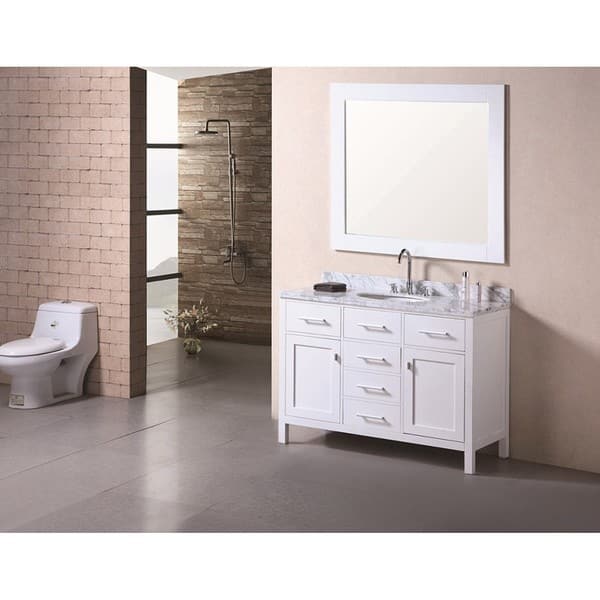 Design Element London Modern Bathroom Vanity Set with Marble Top